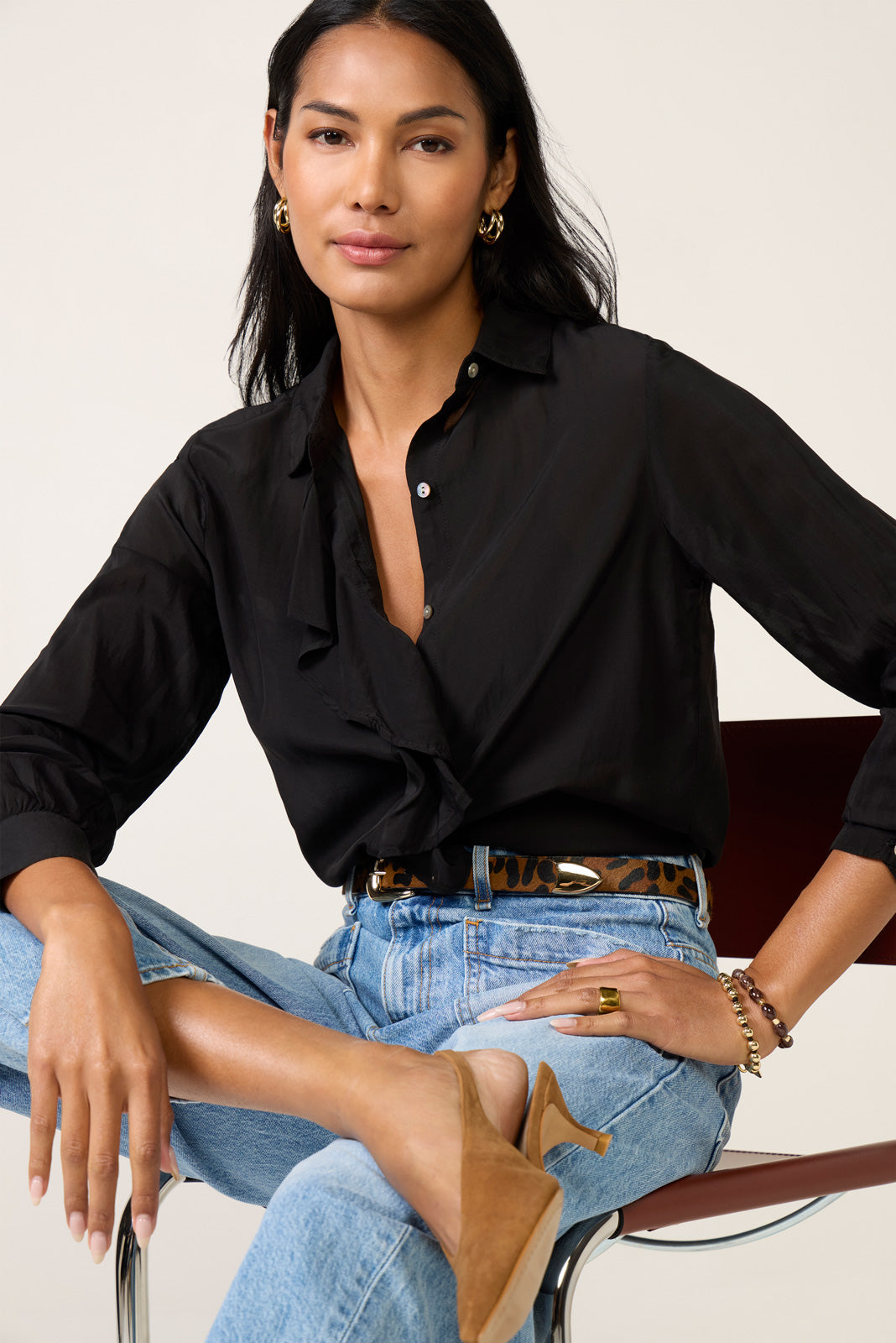 Women's Ruffle Front Shirt