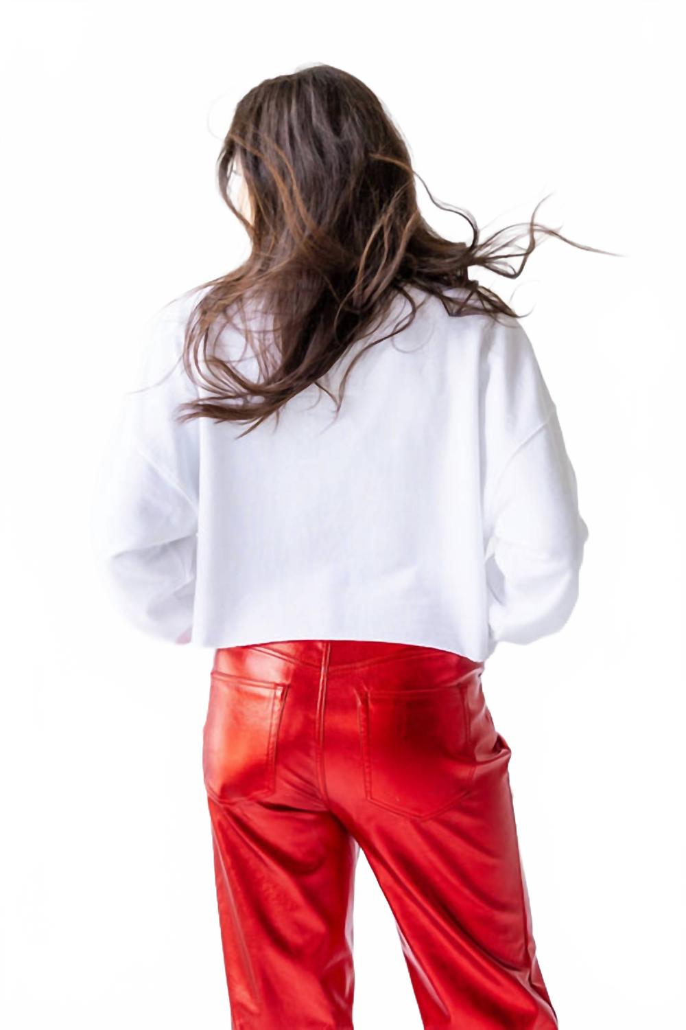Arkansas Perkins Chenille Crewneck Top In White