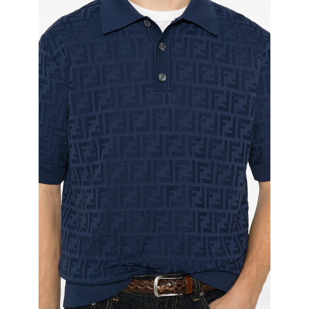 Fendi Blue Polo Shirts Men