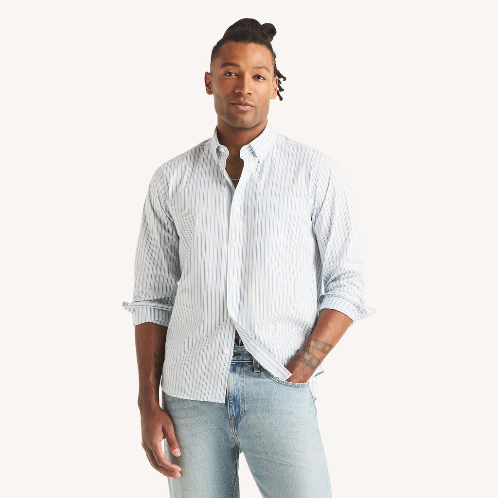 Nautica Mens Classic Fit Wrinkle-Resistant Striped Shirt