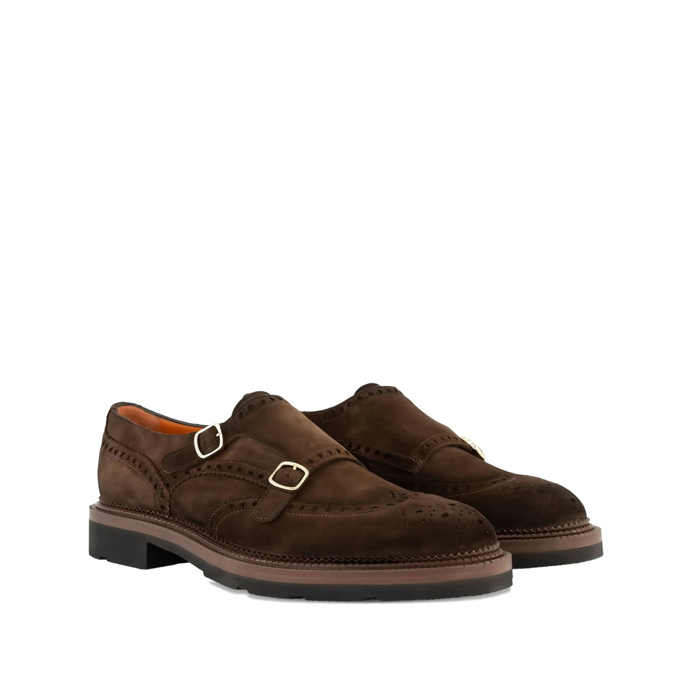 Santoni Brown Monk Shoes Men