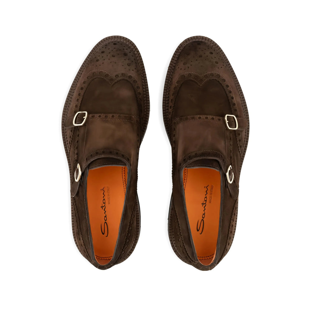 Santoni Brown Monk Shoes Men