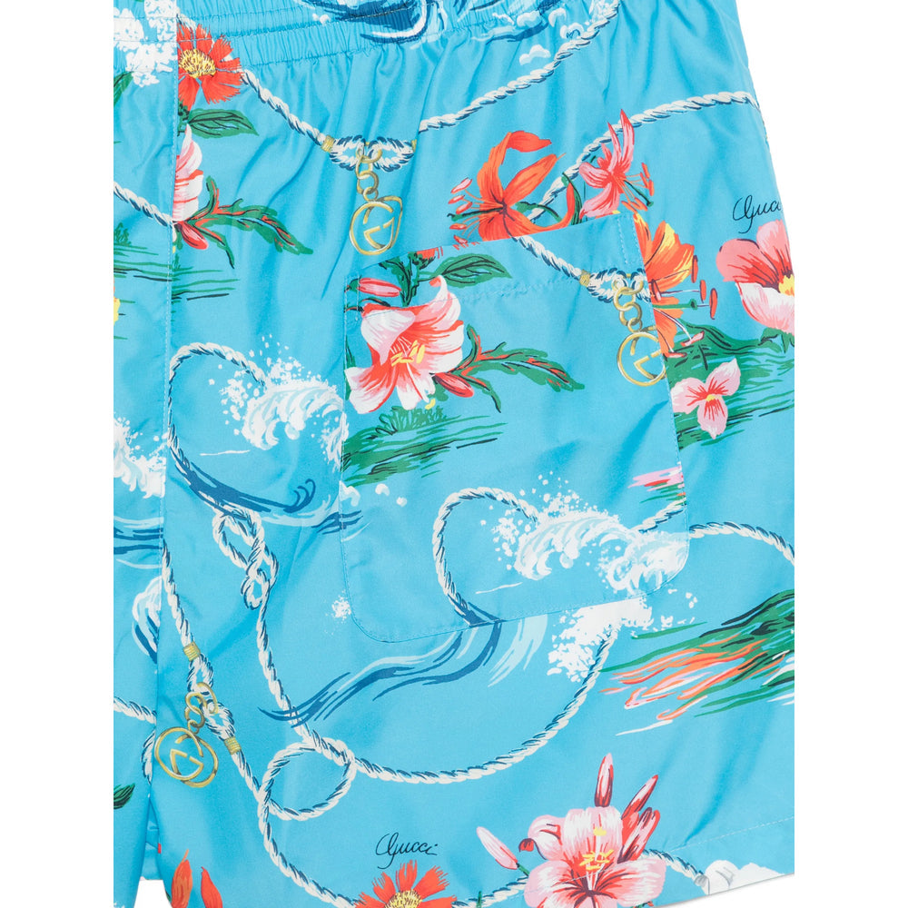 Gucci Blue Beachwear - Swim Shorts Men