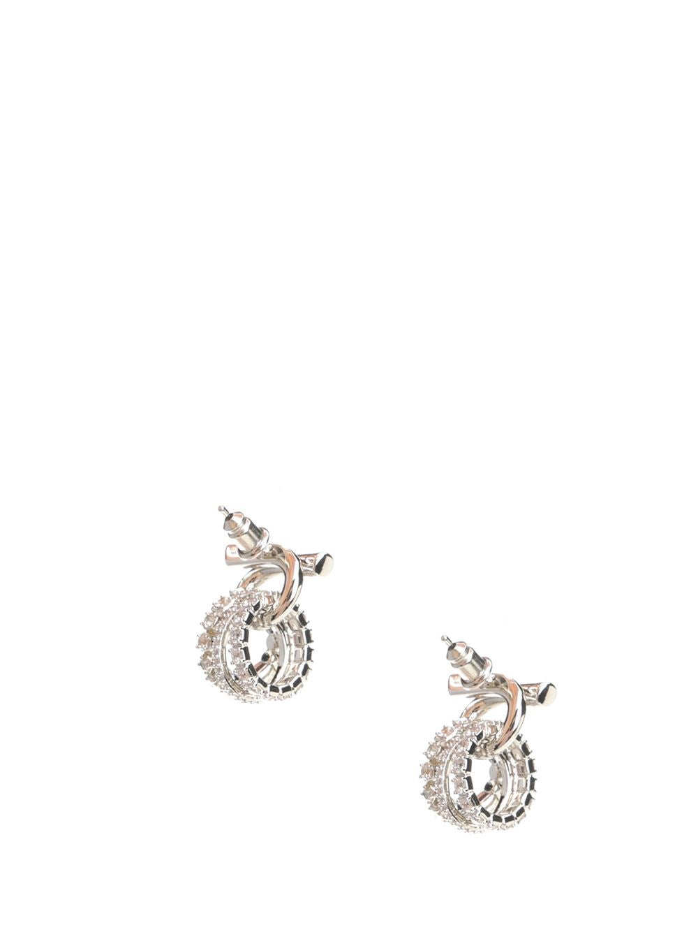 Ferragamo Women Gancini Earrings With Crystals