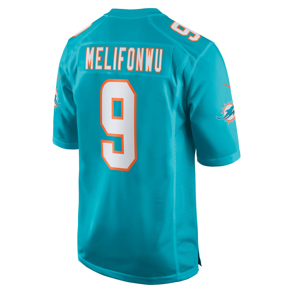 Miami Dolphins Ifeatu Melifonwu Aqua Team Game Jersey