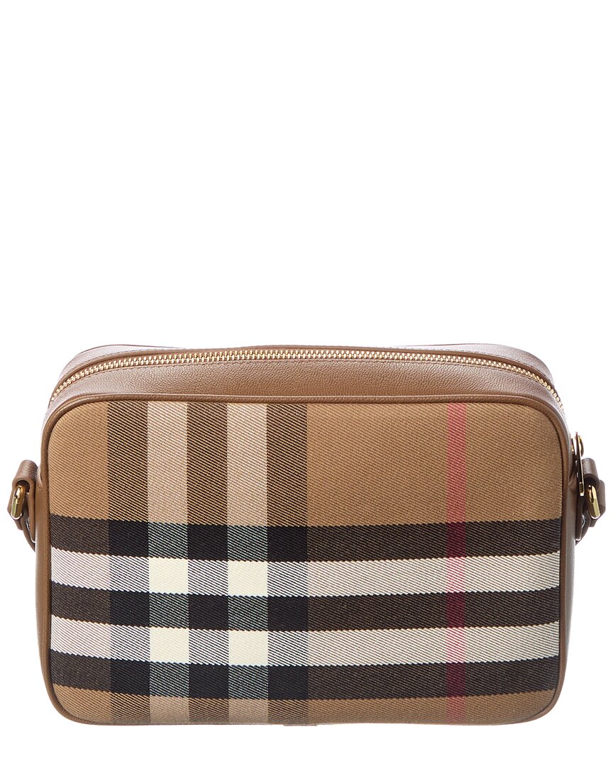 Burberry Check Canvas & Leather Shoulder Bag