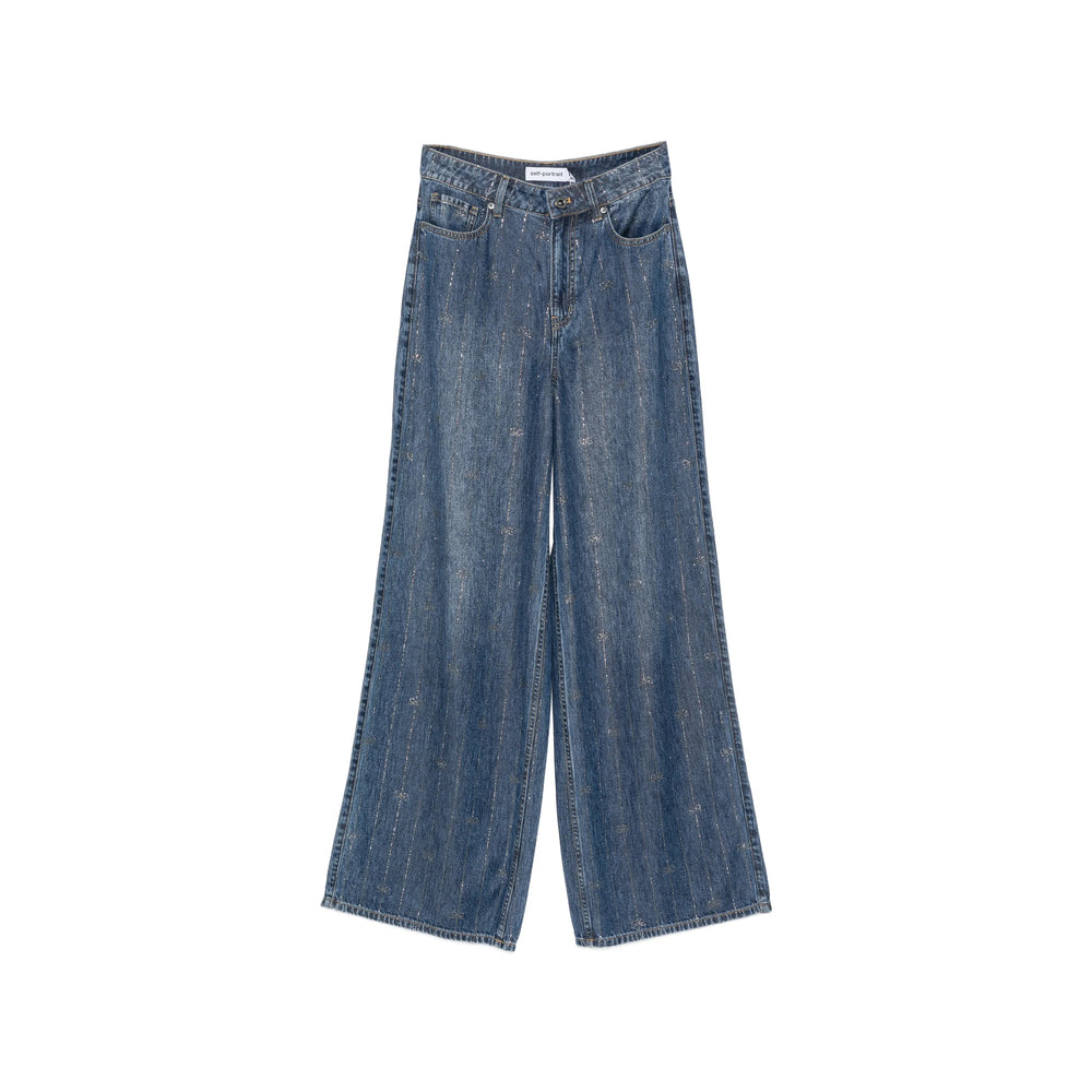 Self-Portrait Blue Denim - Wide-Leg Jeans Women