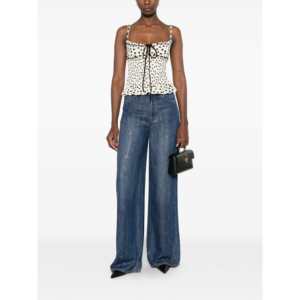 Self-Portrait Blue Denim - Wide-Leg Jeans Women