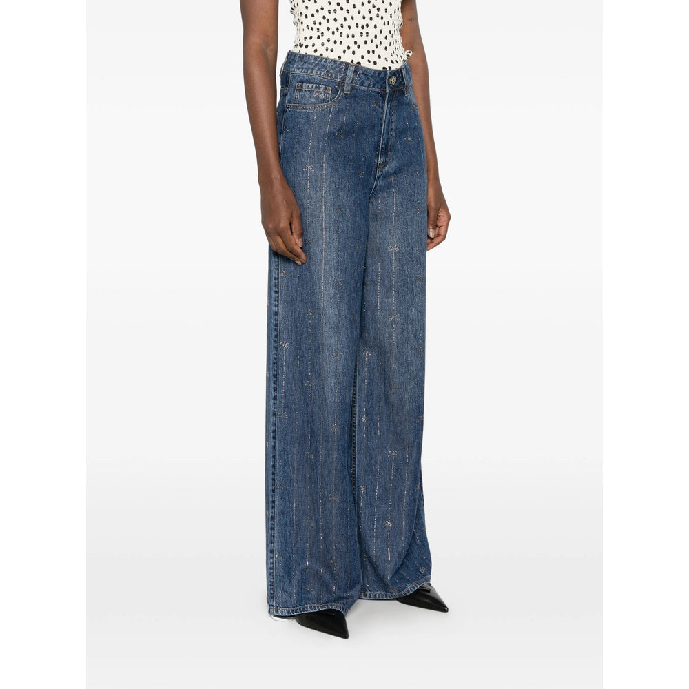 Self-Portrait Blue Denim - Wide-Leg Jeans Women