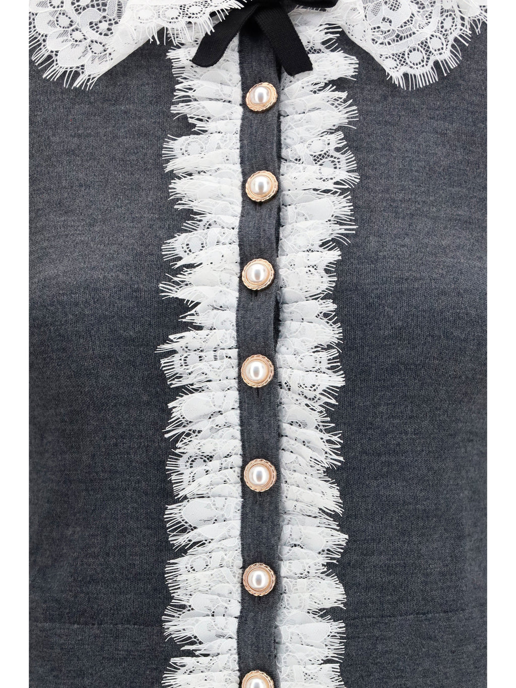 Self-Portrait Women Knit Cardigan With Lace Collar