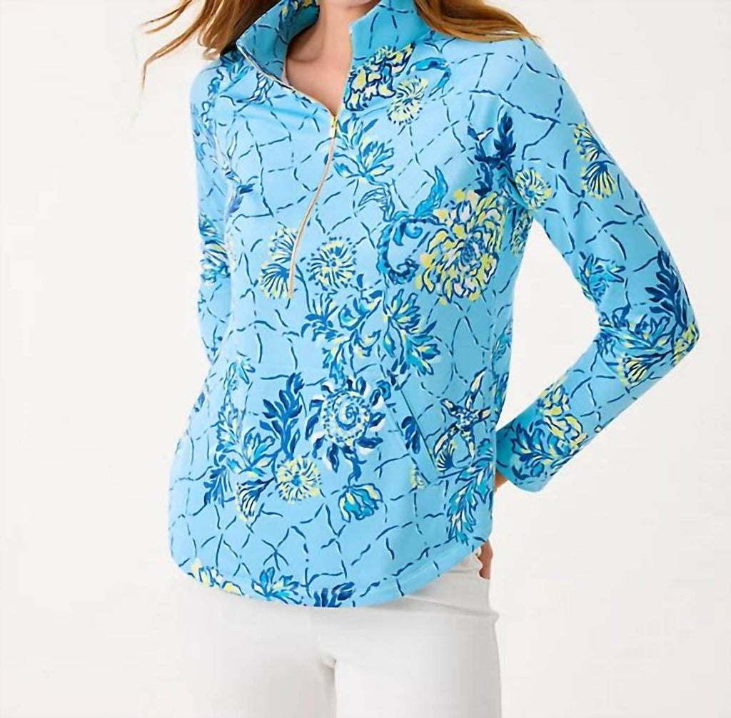 Upf 50+ Skipper Popover Blouse In Bellevue Blue
