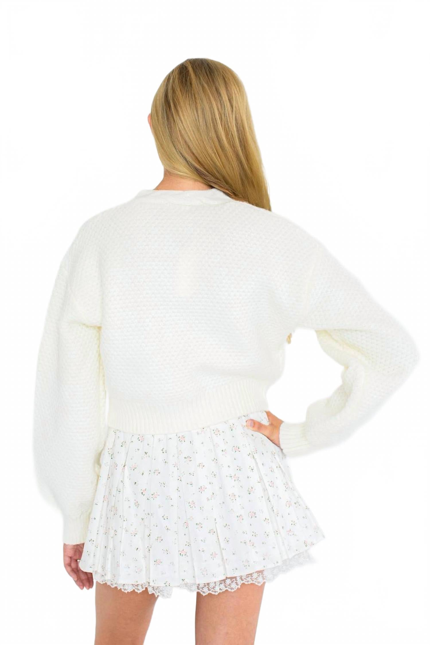 Aspen Long Sleeve V-Neck Cardigan In White