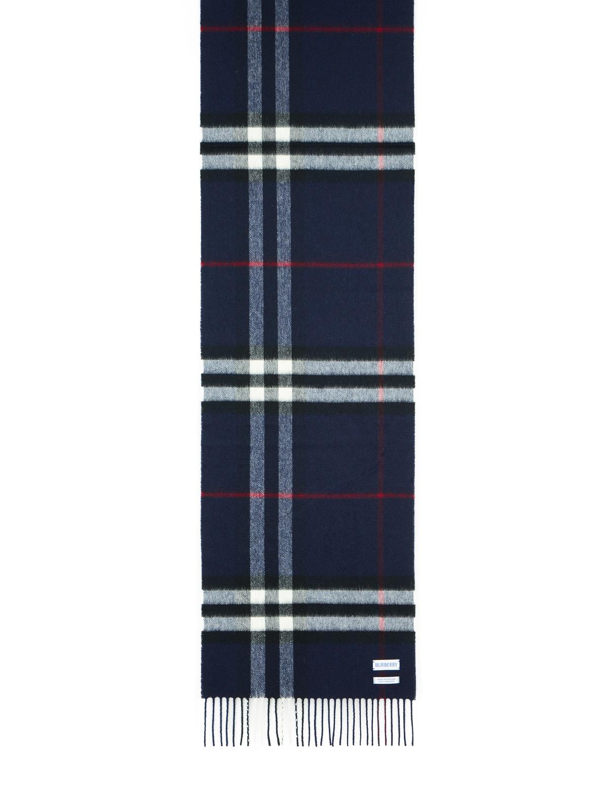 Burberry 'Mu Giant Check' Navy Cashmere Scarf Men