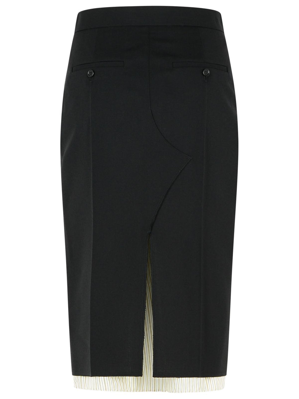 Marni Midi Skirt In Cool Black Virgin Wool With Exposed Lining Women