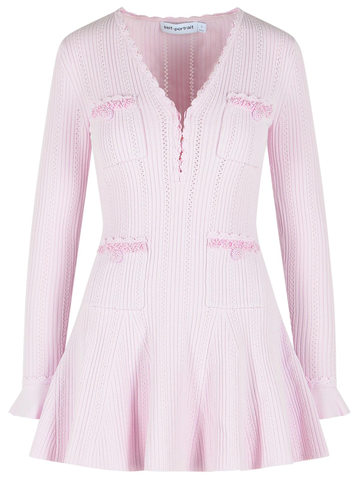 Self Portrait Pink Viscose Blend Mini Dress Women