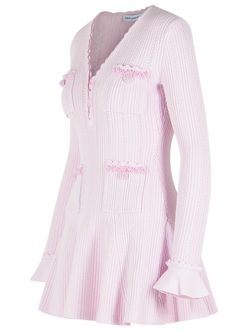 Self Portrait Pink Viscose Blend Mini Dress Women
