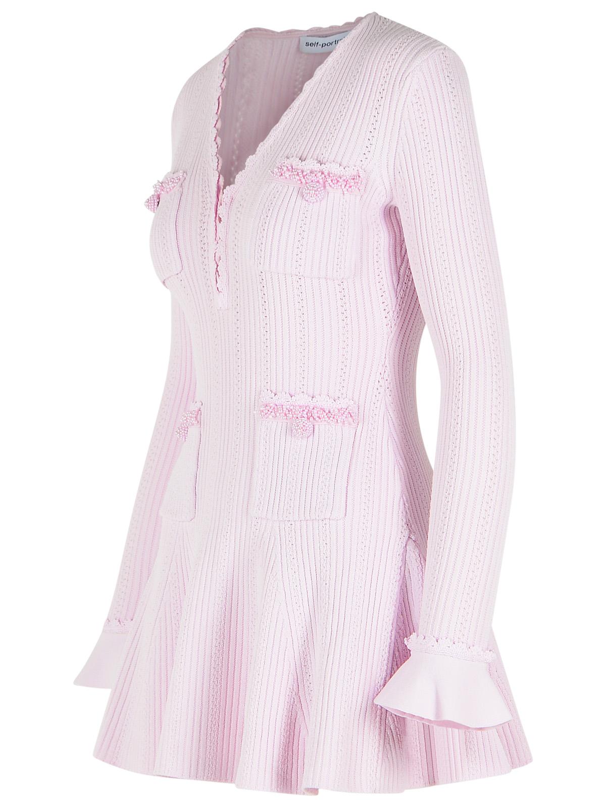 Self Portrait Pink Viscose Blend Mini Dress Women