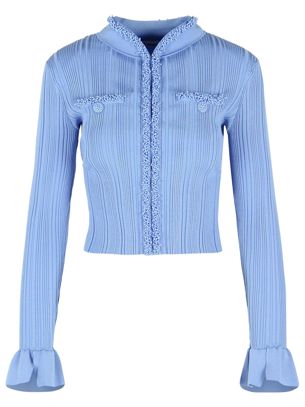 Self Portrait 'Pearl' Cardigan In Light Blue Viscose Blend Women