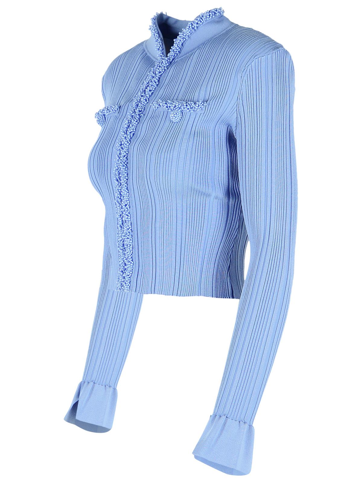 Self Portrait 'Pearl' Cardigan In Light Blue Viscose Blend Women