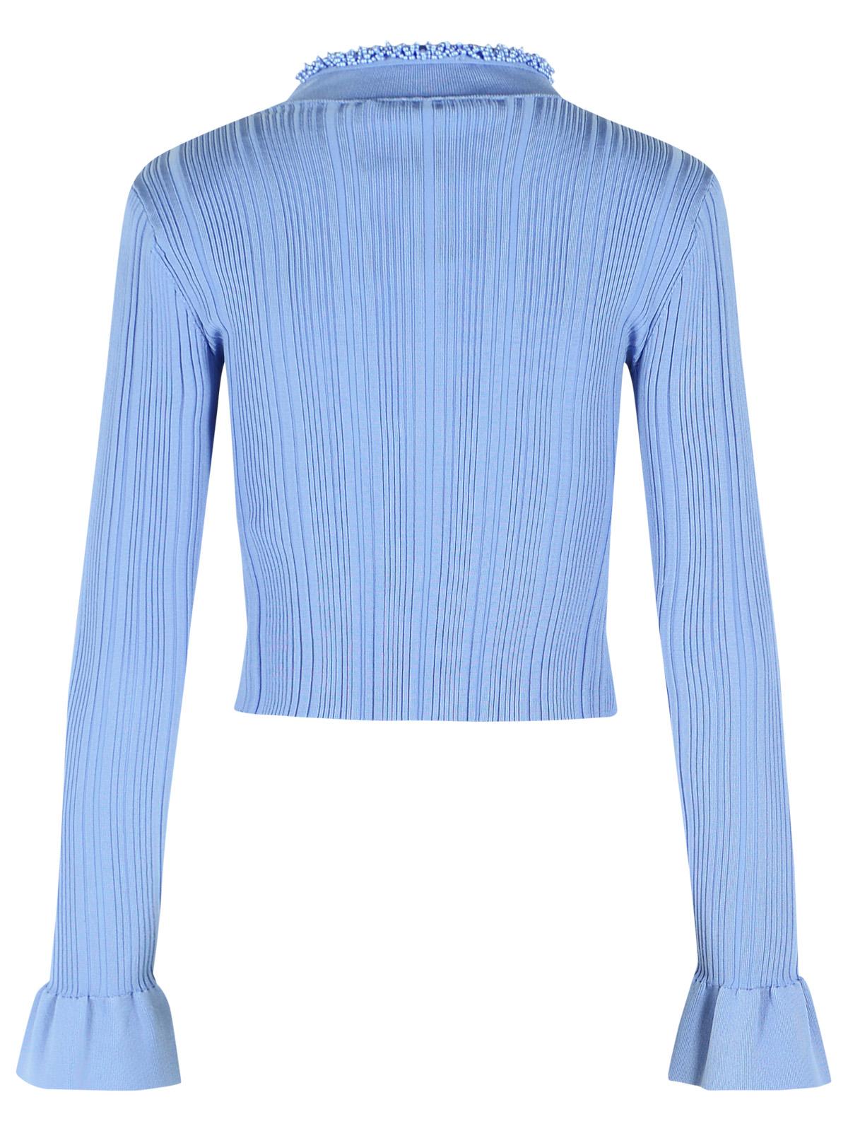 Self Portrait 'Pearl' Cardigan In Light Blue Viscose Blend Women