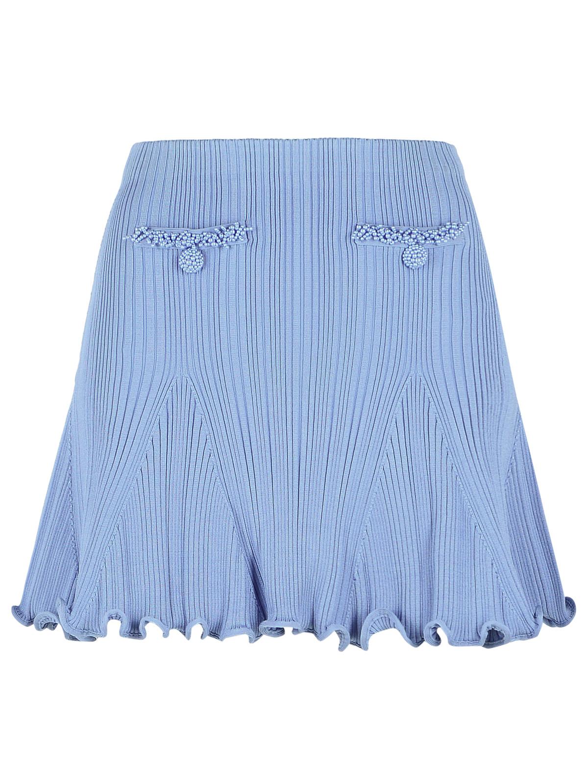 Self Portrait 'Pearl' Skirt In Light Blue Viscose Blend Women