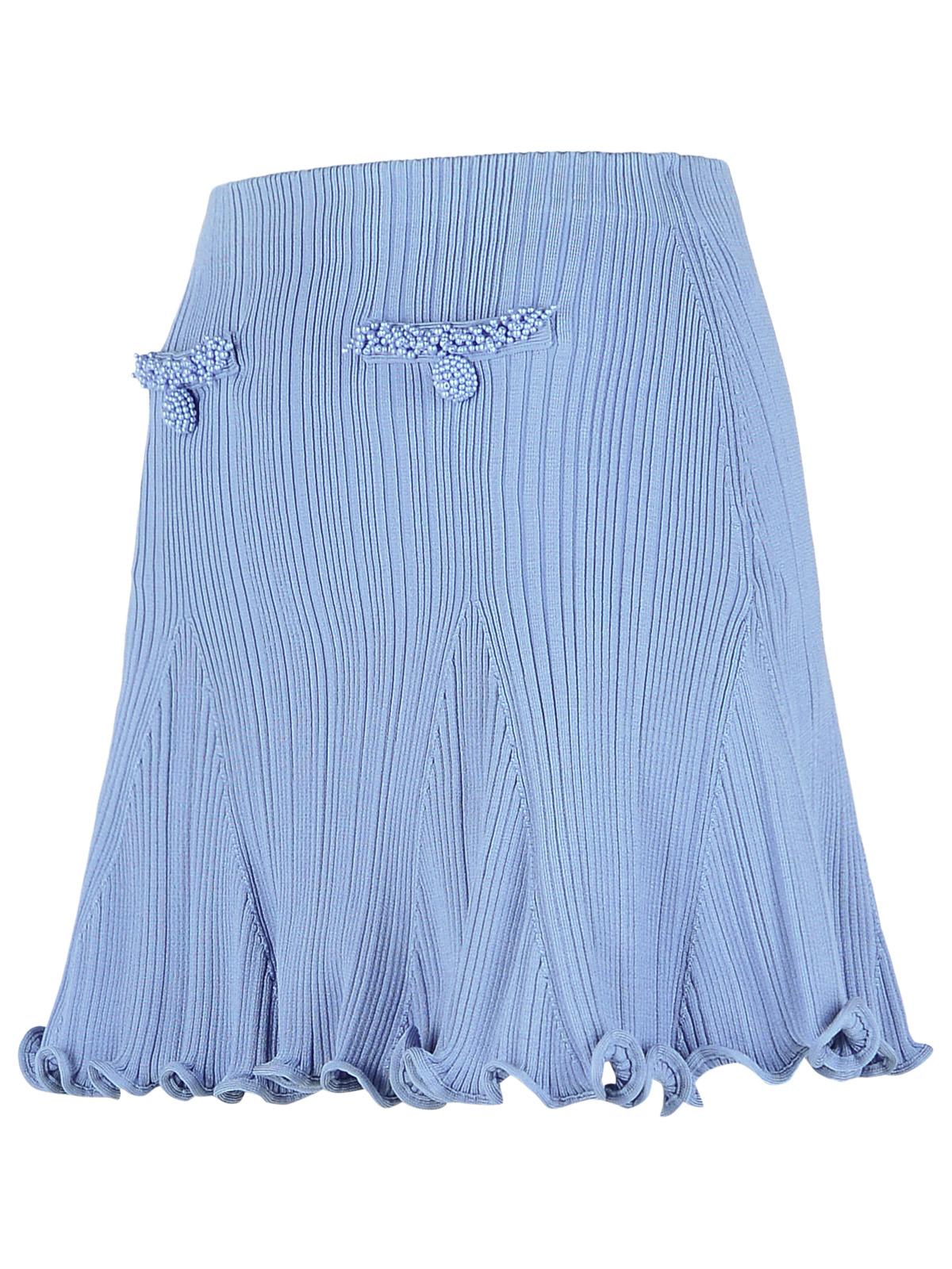 Self Portrait 'Pearl' Skirt In Light Blue Viscose Blend Women