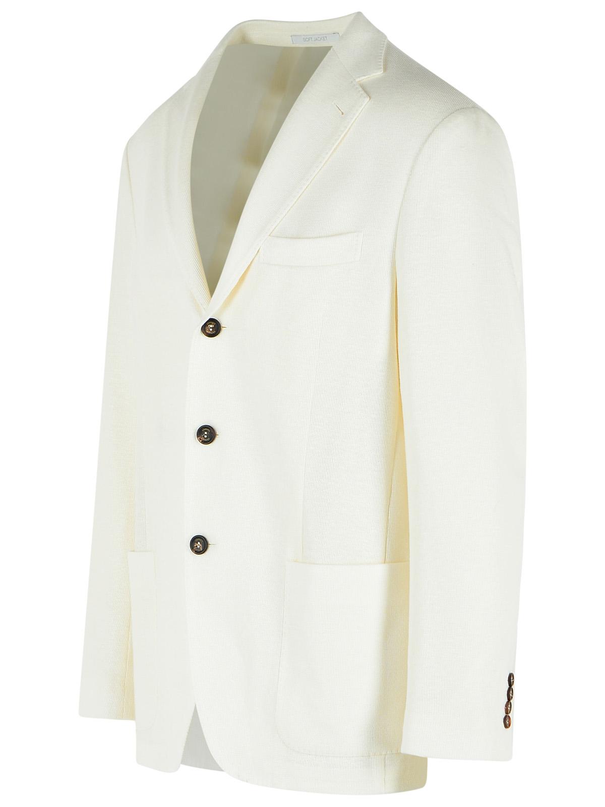 Eleventy Blazer In White Linen Blend Men