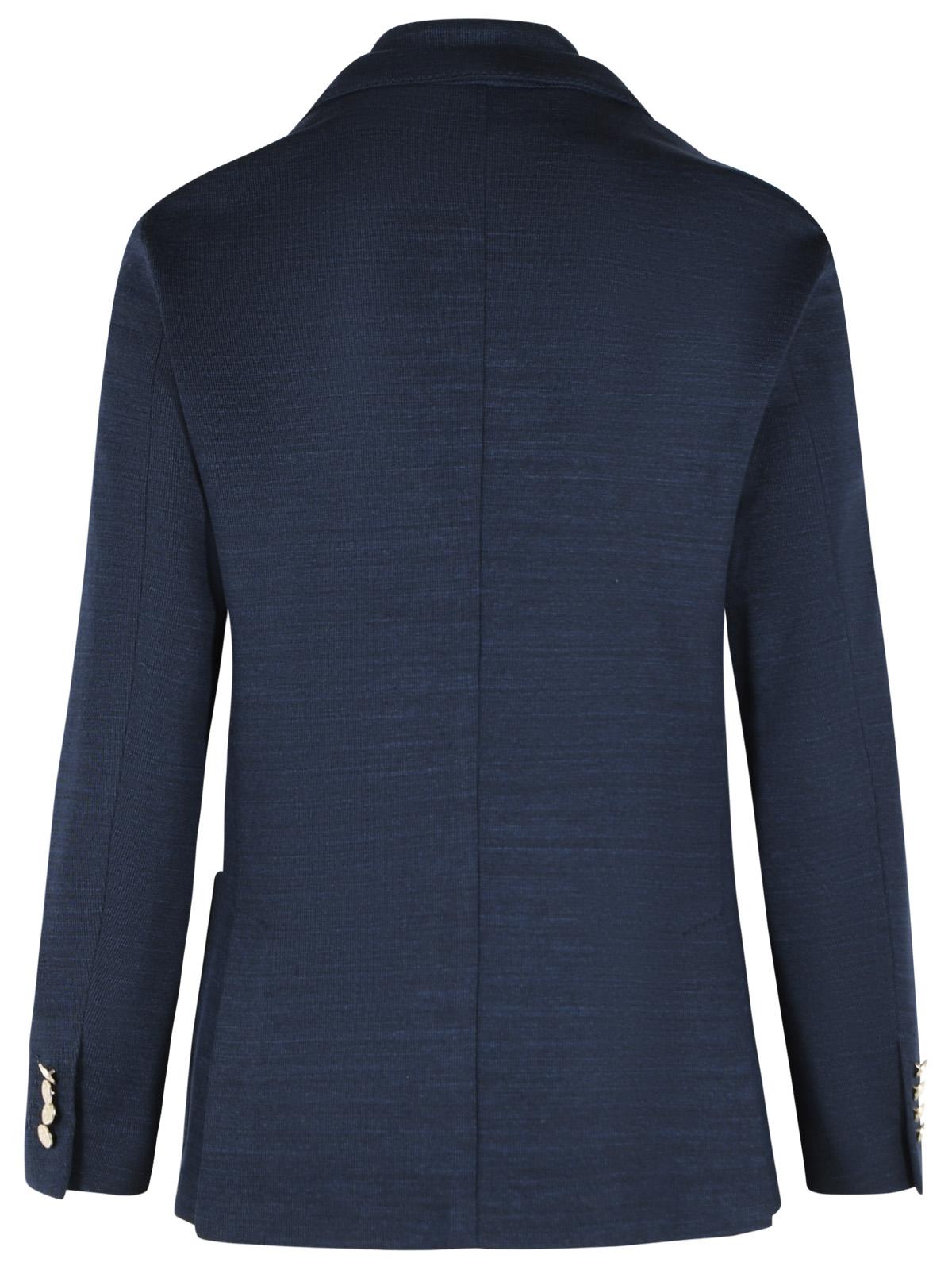 Eleventy Dark Blue Cotton Blend Blazer Men