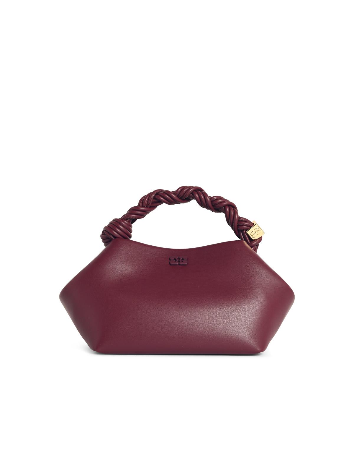 Ganni Burgundy Leather 'Bou' Small Bag Women