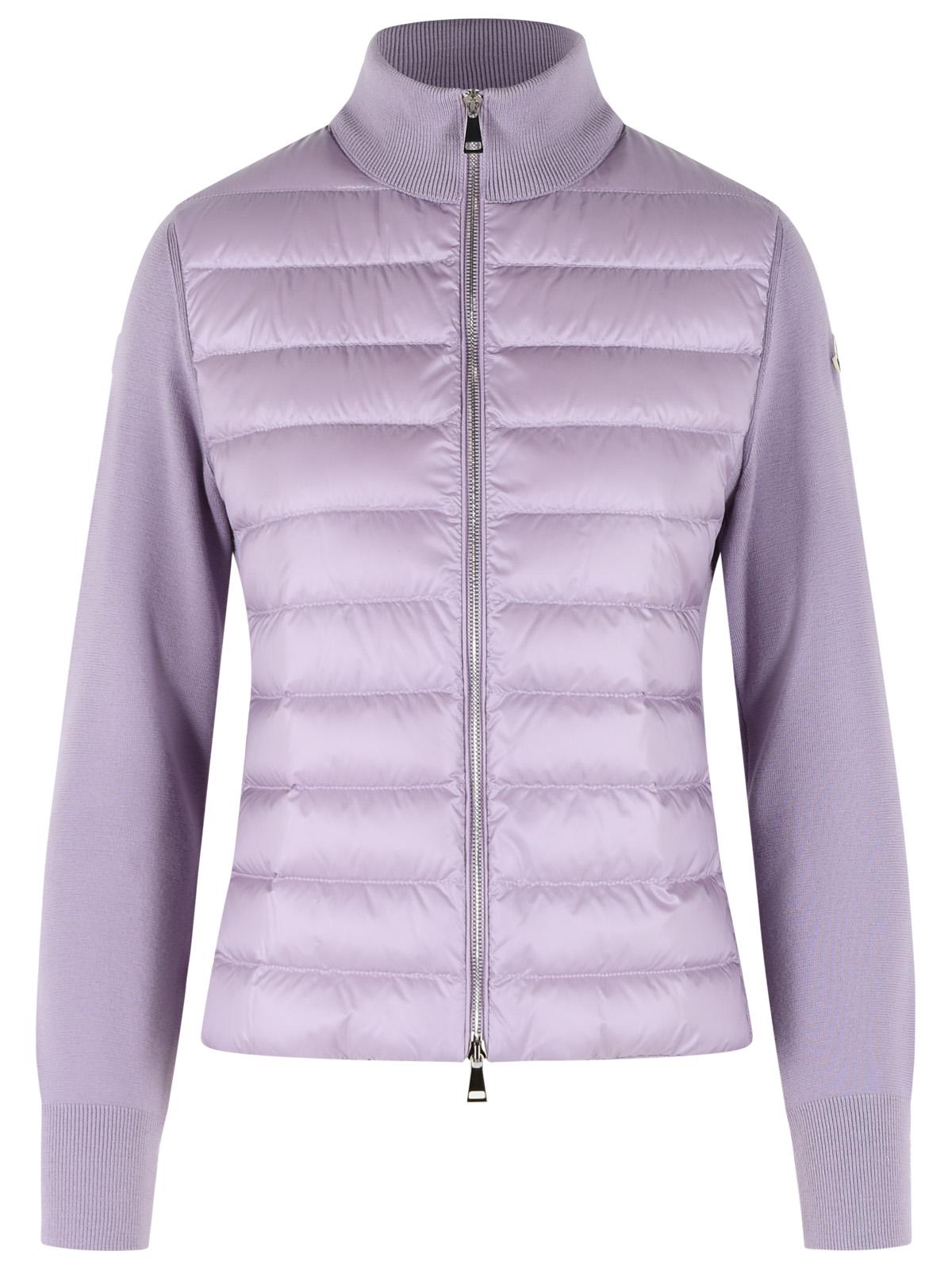 Moncler Padded Virgin Wool Cardigan With Lilac Zip Women