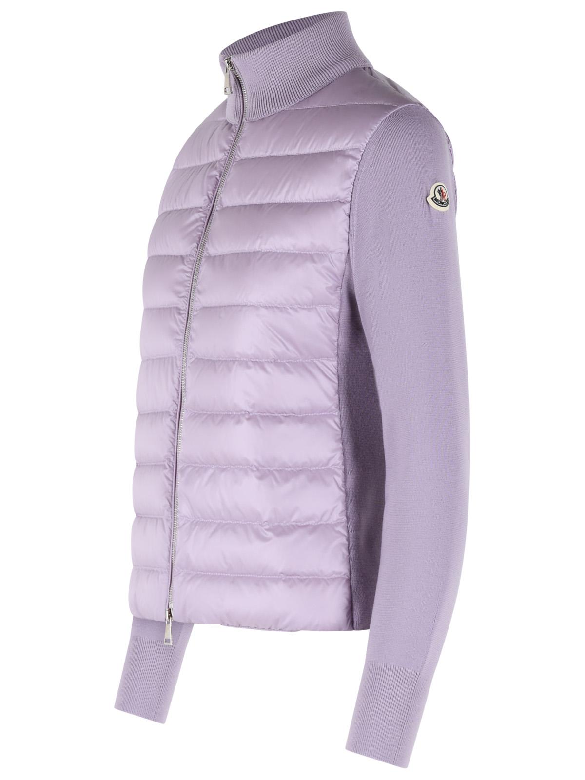 Moncler Padded Virgin Wool Cardigan With Lilac Zip Women
