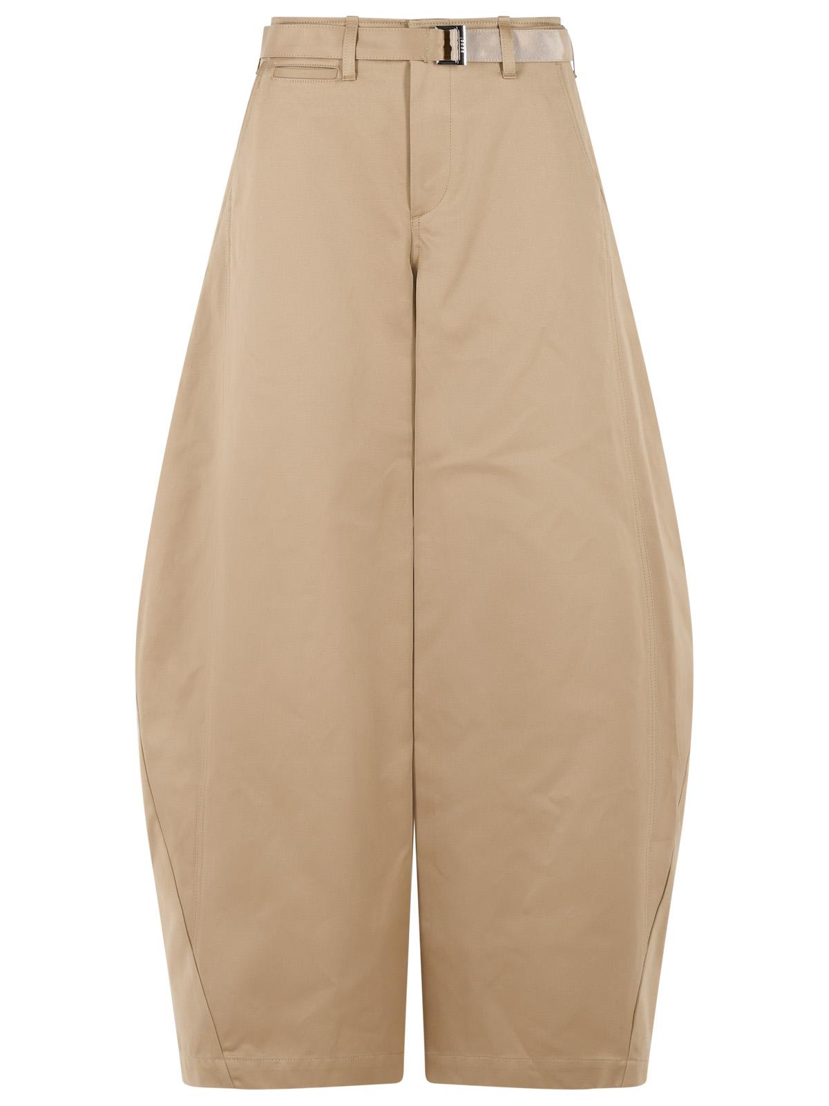 Sacai Chino' Beige Cotton Pants Women