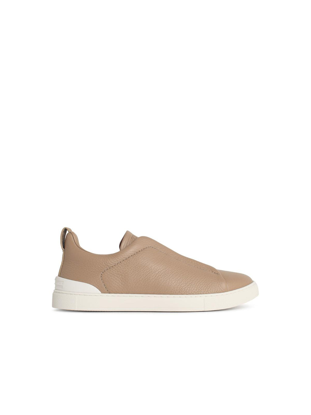 Zegna 'Triple Stitch' Beige Grenade Leather Sneakers Men