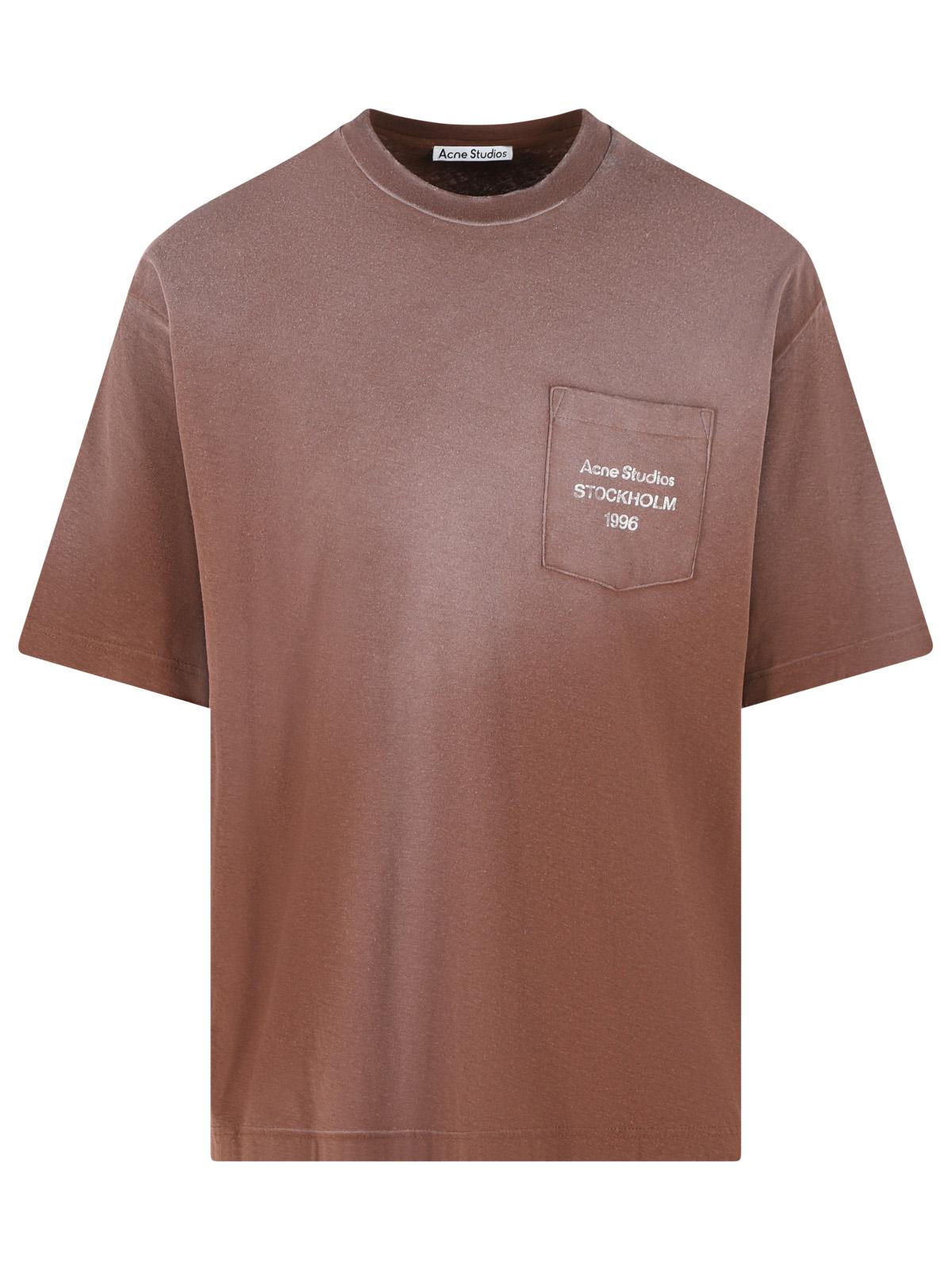 Acne Studios Brown Cotton And Linen T-Shirt Women