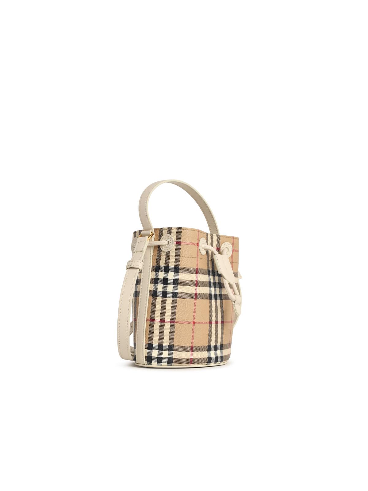 Burberry 'Vintage Check' Bucket Bag In Beige Cotton Blend Women