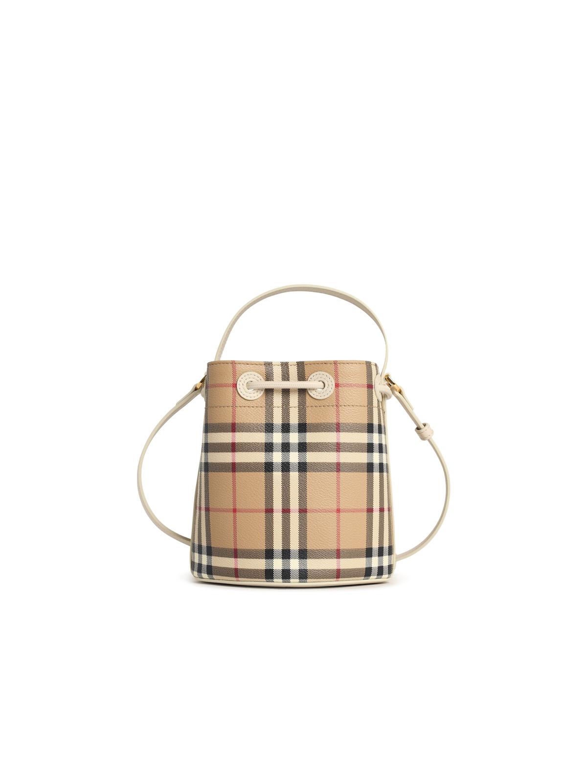 Burberry 'Vintage Check' Bucket Bag In Beige Cotton Blend Women