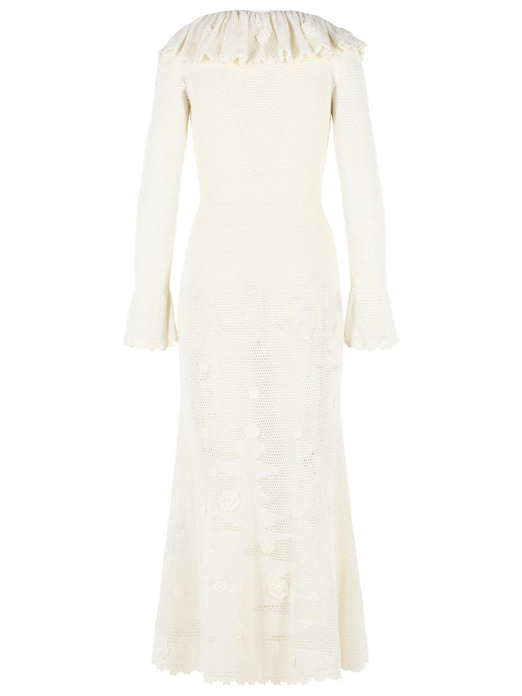 Self Portrait 'Floral Crochet' Midi Dress In White Viscose Blend Women
