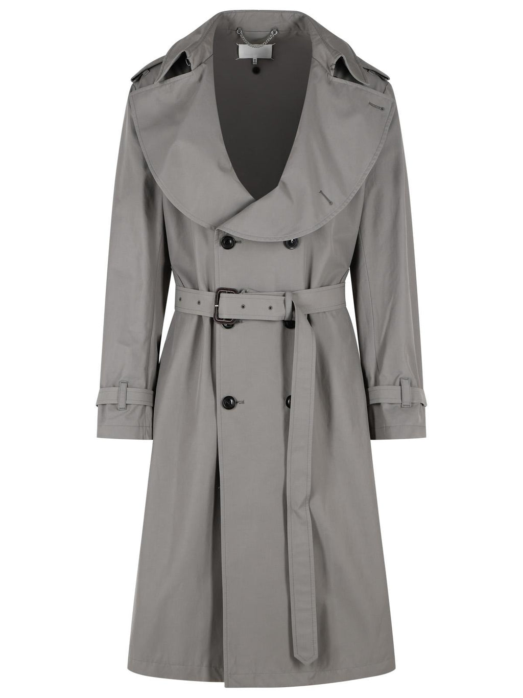 Maison Margiela Grey Cotton Blend Trench Coat With Folded Collar Men