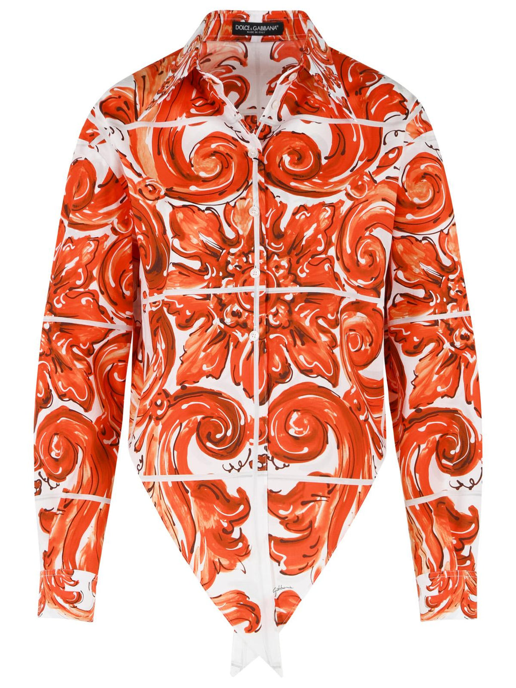 Dolce & Gabbana Majolica Print Cotton Poplin Shirt Women