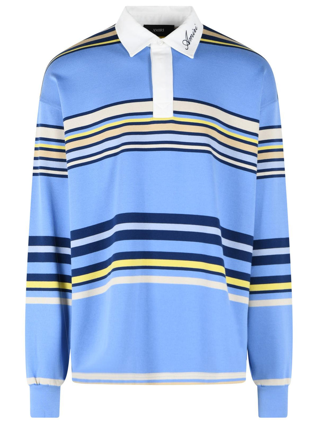 Amiri 'Striped' Blue Cotton Polo Shirt Men
