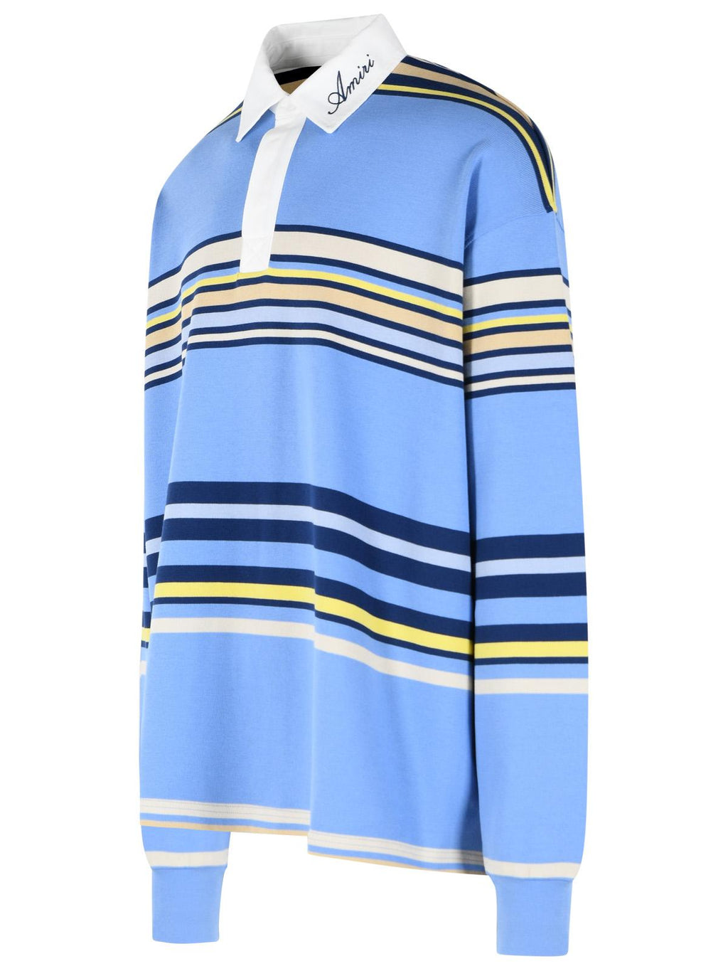 Amiri 'Striped' Blue Cotton Polo Shirt Men