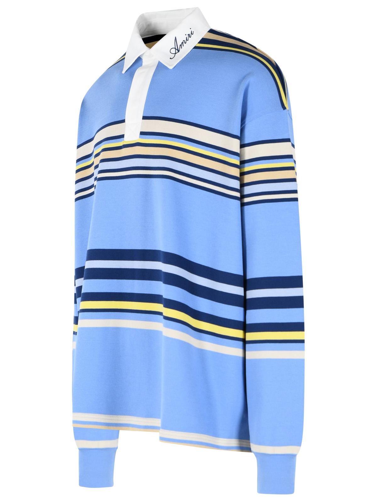 Amiri 'Striped' Blue Cotton Polo Shirt Men