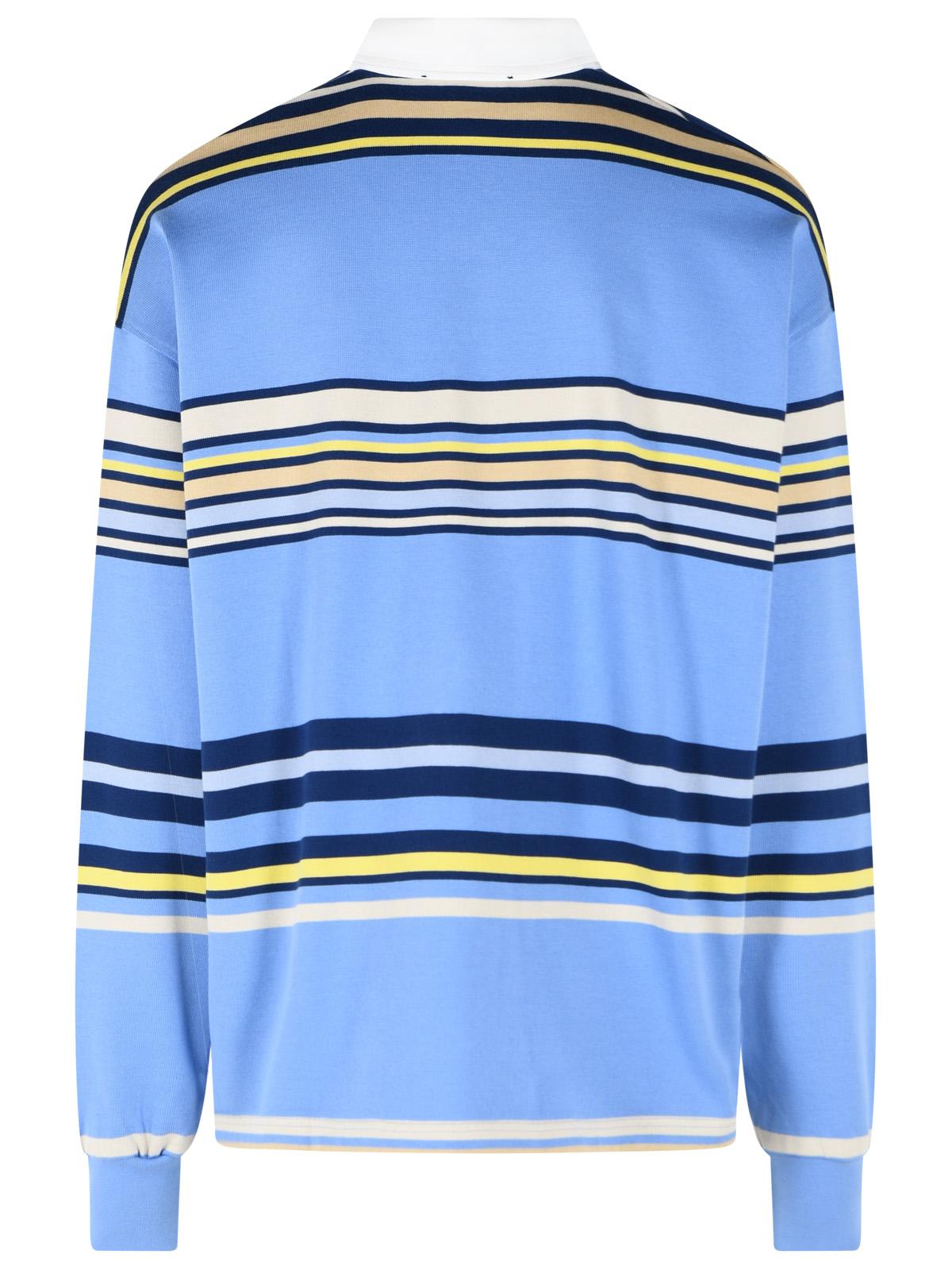 Amiri 'Striped' Blue Cotton Polo Shirt Men