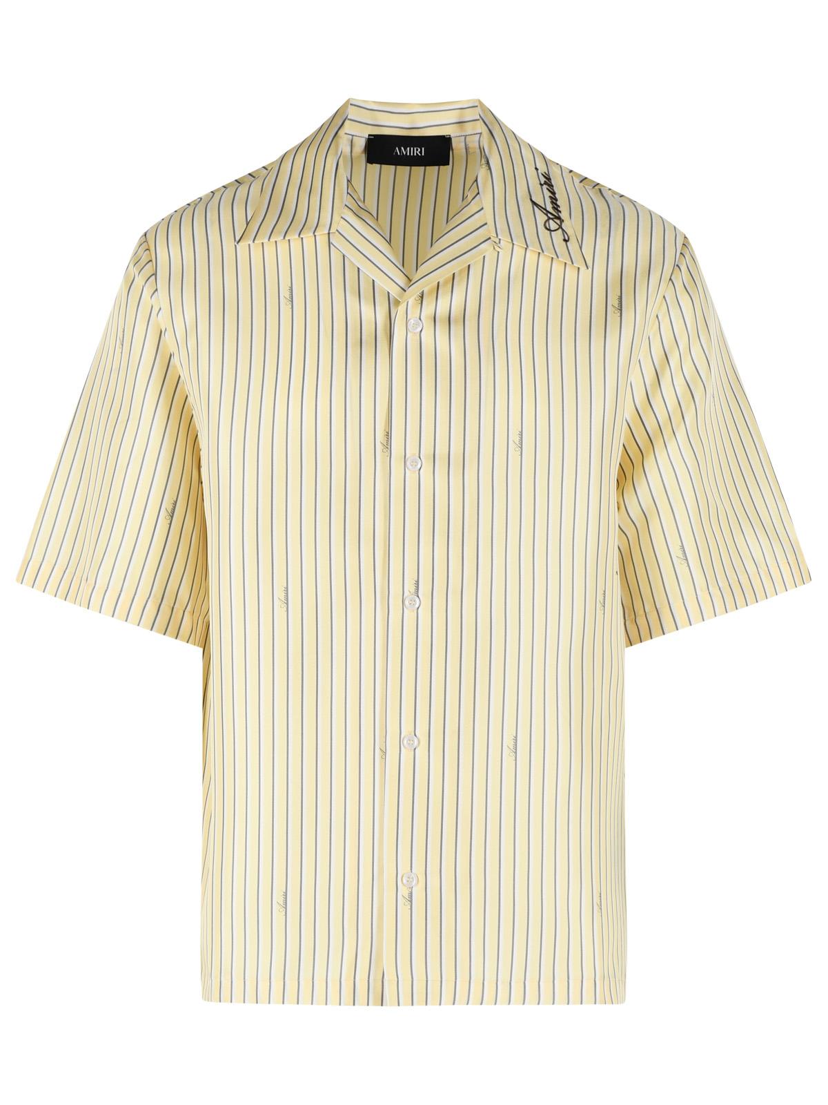 Amiri 'Amiri Script Bowling' Yellow Silk Shirt Men