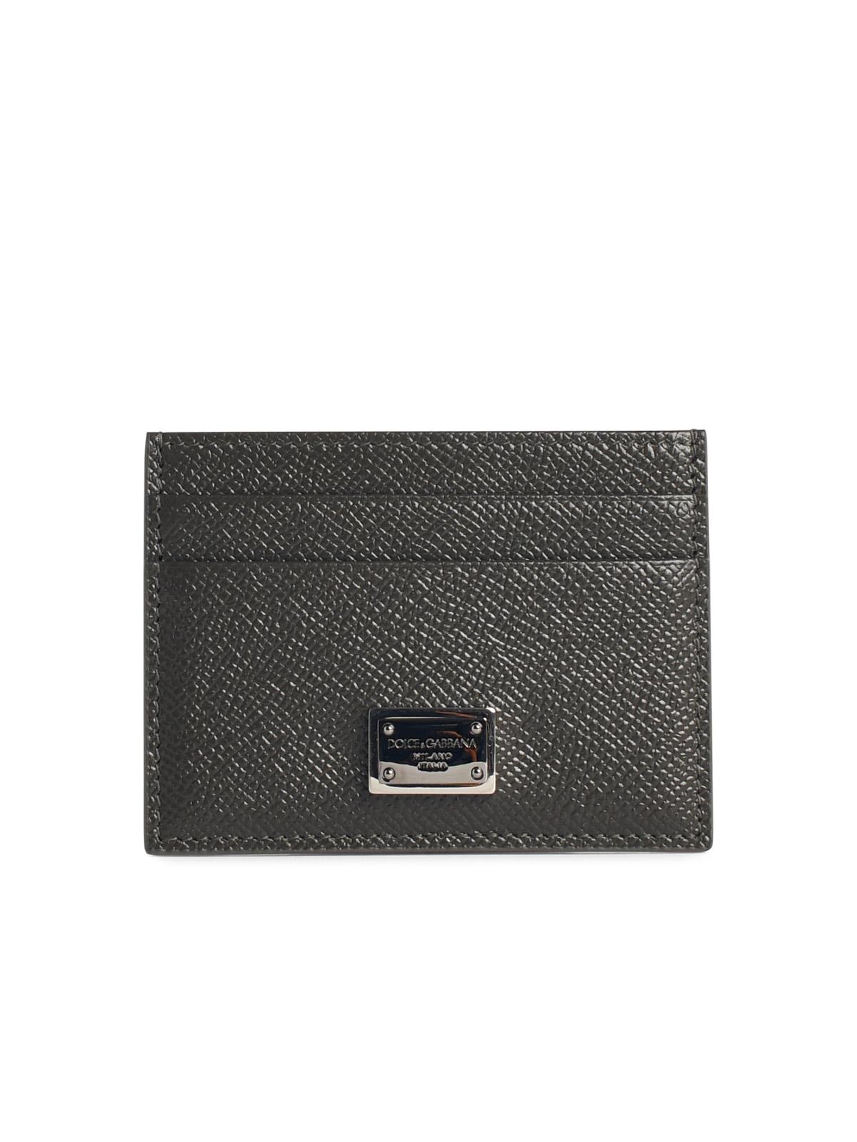 Dolce & Gabbana Dove Grey Leather Card Holder Men