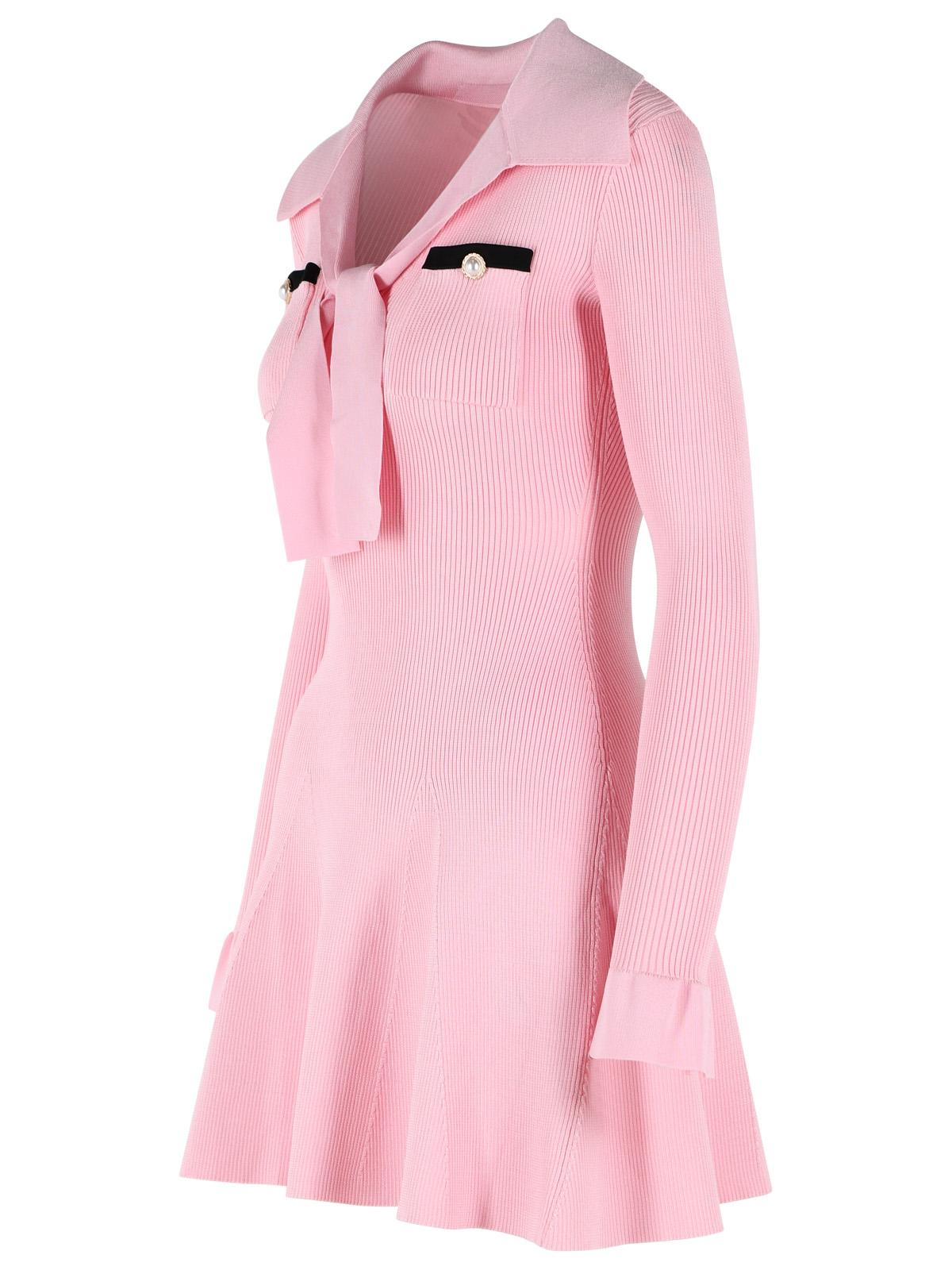 Self Portrait Viscose Knit Mini Dress With Pink Laces Women