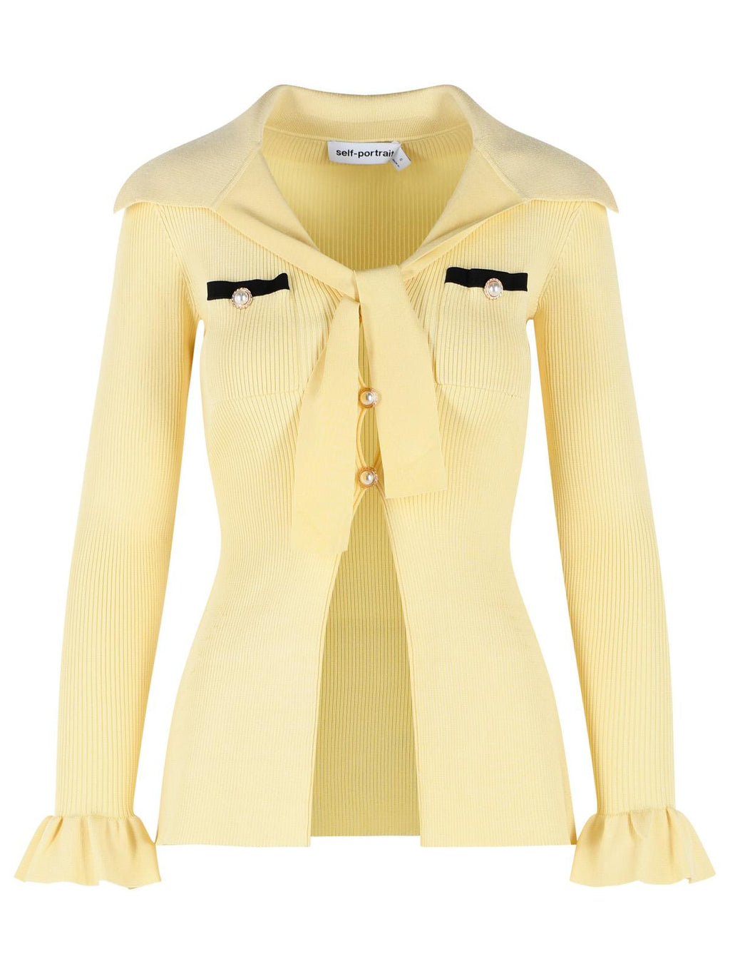Self Portrait Viscose Knit Top With Yellow Lacing Women