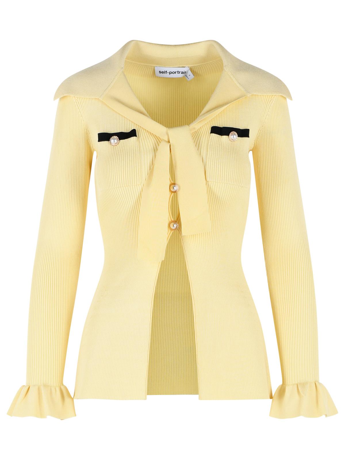 Self Portrait Viscose Knit Top With Yellow Lacing Women