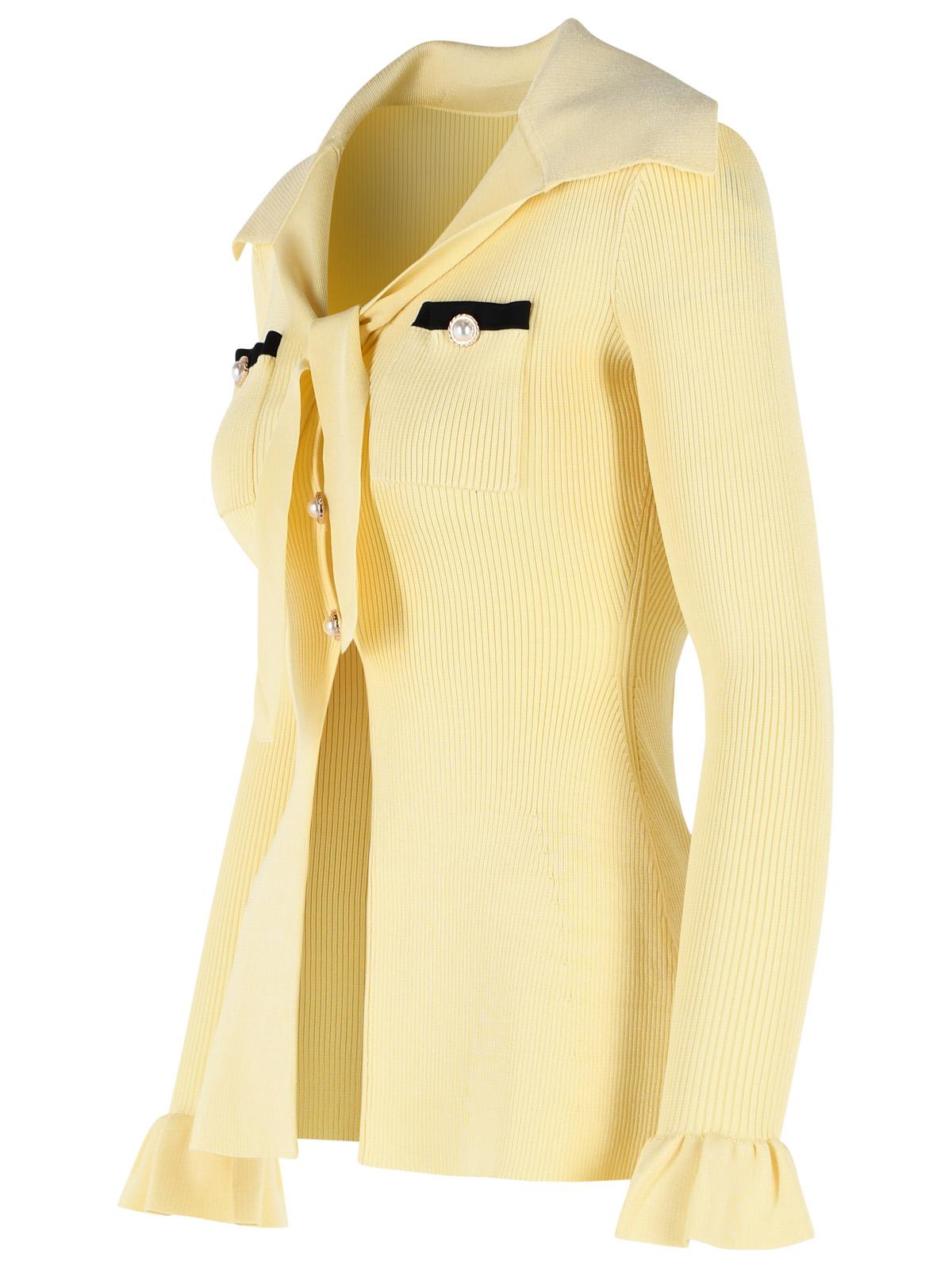 Self Portrait Viscose Knit Top With Yellow Lacing Women