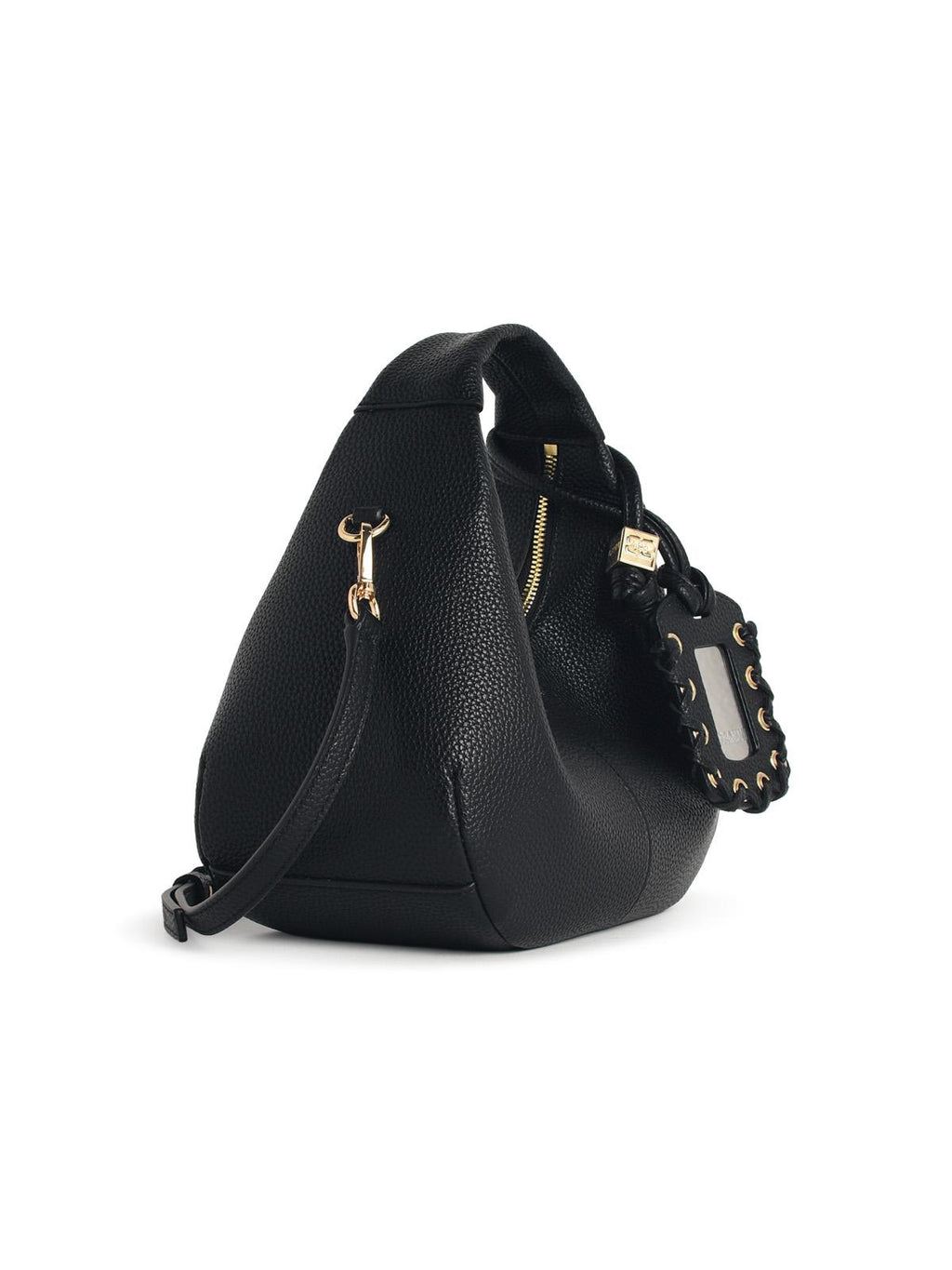 Ganni Black Eco Leather Mini Hobo Bag Women